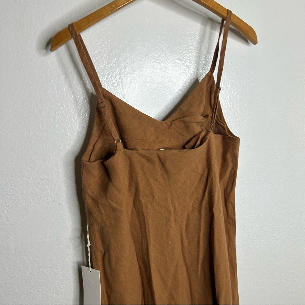 NWT MATE The Label Linen Midi Slip Dress in Sedona Size Medium - Picture 5 of 13
